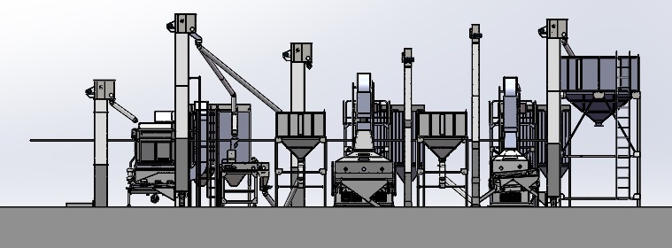 Pabrik pengolahan kacang-kacangan dan biji-bijian serta saluran pembersih kacang-kacangan dan biji-bijian